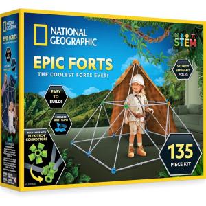 image:imageNATIONAL GEOGRAPHIC Kids Fort Building Kit  70Piece Indoor Fort Builder  Creative Play STEM Building Toy Building Kit for Kids 610 Blanket Fort Kit135 Piece