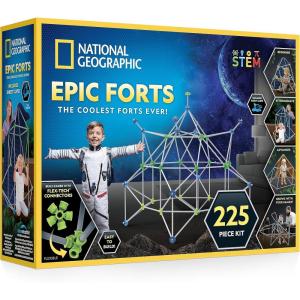 image:imageNATIONAL GEOGRAPHIC Kids Fort Building Kit  70Piece Indoor Fort Builder  Creative Play STEM Building Toy Building Kit for Kids 610 Blanket Fort Kit225 Piece
