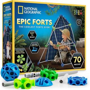 image:imageNATIONAL GEOGRAPHIC Kids Fort Building Kit  70Piece Indoor Fort Builder  Creative Play STEM Building Toy Building Kit for Kids 610 Blanket Fort Kit70 Piece