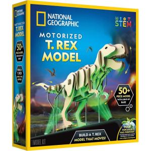 image:imageNational Geographic Motorized Dinosaur 3D Puzzle  50Piece 3D T Rex Wood Model Kit with LightUp Motorized Display Base and 8 Light Settings 3D Puzzles for Kids Buildable Dinosaur ModelMotorized T Rex Model