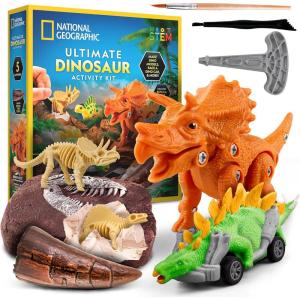 image:imageNational Geographic Ultimate Dinosaur Activity Kit  5 HandsOn Activities for Kids 4 Build a Triceratops Dig Out a T Rex Tooth Paint a Dino Car Create Clay Dino Models