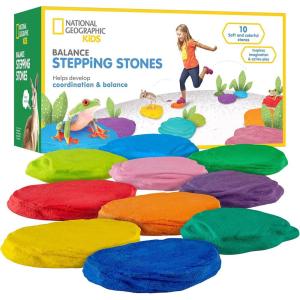 image:imageNATIONAL GEOGRAPHIC Stepping Stones for Kids  10 Soft Durable Encourage Toddler Balance amp Gross Motor Skills Indoor amp Outdoor Toys Balance Stones Obstacle Course Amazon Exclusive10 Stepping Stones