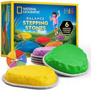 image:imageNATIONAL GEOGRAPHIC Stepping Stones for Kids  6 Durable NonSlip Stones Encourage Toddler Balance amp Gross Motor Skills Indoor amp Outdoor Toys Balance Stones Obstacle Course Amazon Exclusive6 Stepping Stones