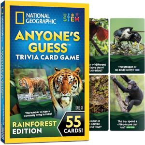 image:imageNational Geographic Anyones Guess Rainforest Animals Trivia Cards  Kids Trivia Card Game with 55 Jumbo Cards Animal Games Trivia GameRainforest Animal Trivia