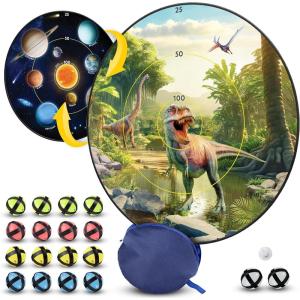 image:imageNational Geographic Dart Board for Kids  Dart Ball Game Set with Lightweight 28 Reversible Dartboard and Sticky Balls in 4 Colors Indoor Games for Kids Kids Darts GameDartboard Set