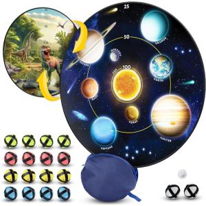 image:imageNational Geographic Dart Board for Kids  Dart Ball Game Set with Lightweight 28 Reversible Dartboard and Sticky Balls in 4 Colors Indoor Games for Kids Kids Darts GameGlowing Dartboard Set