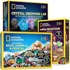 image:imageNational Geographic Geology Bundle  Including Rock Collection Box for Kids Crystal Growing Kit and Gemstone Dig Kit Real Gemstones and Crystals Science Kit for Boys and Girls Amazon ExclusiveGeology Bundle