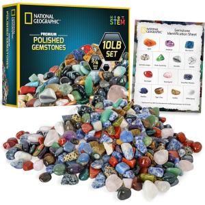 image:imageNational Geographic Premium Polished Stones  15 Pounds of 34Inch Tumbled Stones and Crystals Bulk Arts and Crafts Rock and Mineral Kit Rocks for Kids STEM Toys10 lb  34Inch Stones