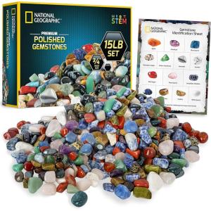 image:imageNational Geographic Premium Polished Stones  15 Pounds of 34Inch Tumbled Stones and Crystals Bulk Arts and Crafts Rock and Mineral Kit Rocks for Kids STEM Toys15 lb  34Inch Stones