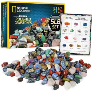 image:imageNational Geographic Premium Polished Stones  15 Pounds of 34Inch Tumbled Stones and Crystals Bulk Arts and Crafts Rock and Mineral Kit Rocks for Kids STEM Toys5 lb  34Inch Stones