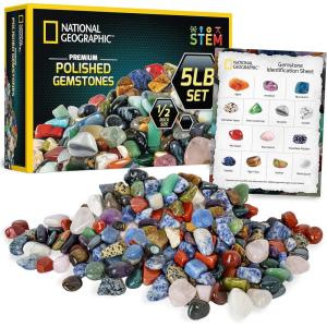 image:imageNational Geographic Premium Polished Stones  15 Pounds of 34Inch Tumbled Stones and Crystals Bulk Arts and Crafts Rock and Mineral Kit Rocks for Kids STEM Toys5 lb  12Inch Stones