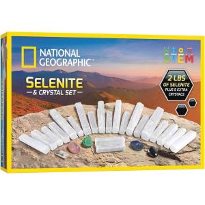 image:imageNational Geographic Selenite Crystal Set  2 lbs of Bulk Selenite Wands amp 5 Premium Crystals Rose Quartz Hematite Aventurine Blue Quartz Raw Crystals Gemstones
