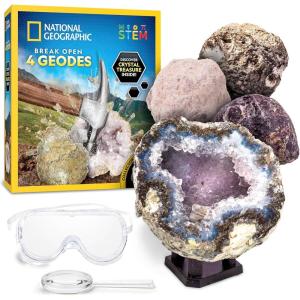 image:imageNational Geographic Break Open 5 Jumbo Geodes  Earth Science Kit with 5 Premium ExtraLarge Geodes with Crystals Goggles amp Display Stands Science Gifts Fun Stuff for Kids Amazon Exclusive4 Geodes Kit