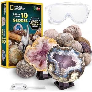 image:imageNational Geographic Break Open 5 Jumbo Geodes  Earth Science Kit with 5 Premium ExtraLarge Geodes with Crystals Goggles amp Display Stands Science Gifts Fun Stuff for Kids Amazon Exclusive10 Geodes Kit