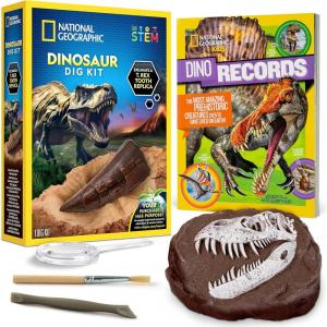 image:imageNATIONAL GEOGRAPHIC Dino Fossil Dig Kit amp Dinosaur Book for Kids Excavate a Replica Dinosaur Tooth Fossil and Study Paleontology with a FullColor Dinosaur Activity Book for Kids Amazon ExclusiveDino Dig Kit
