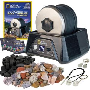image:imageNATIONAL GEOGRAPHIC Professional Rock Tumbler Kit  Complete Rock Tumbler for Adults amp Kids with Durable 2 Lb Barrel Rocks Grit and Patented GemFoam Finishing Foam Polish Rock PolisherPro Kit with 9Day Timer