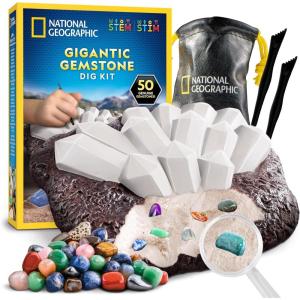 image:imageNational Geographic Gemstone Dig Kit  Dig Up 10 Real Gemstones and Crystals Science Kit for Kids Gem Digging Kit Gift for Girls and Boys Mining Kit Rock Collection50gem Brick