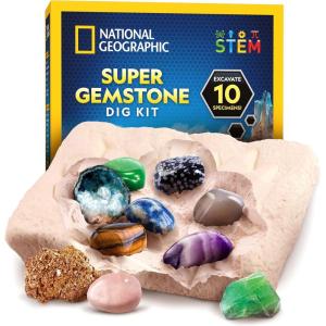 image:imageNational Geographic Gemstone Dig Kit  Dig Up 10 Real Gemstones and Crystals Science Kit for Kids Gem Digging Kit Gift for Girls and Boys Mining Kit Rock Collection10gem Brick