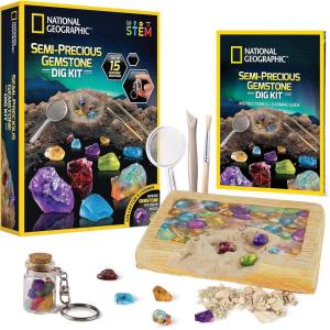 image:imageNational Geographic Gigantic Gemstone Dig Kit  Excavate 100 Real Gems from a Giant Dig Brick Gem Mining Kit for Kids STEM Rock Collection Activity Includes Tools amp Learning Guide15 Semiprecious Gems