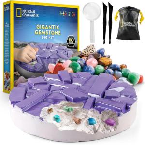 image:imageNational Geographic Gigantic Gemstone Dig Kit  Excavate 100 Real Gems from a Giant Dig Brick Gem Mining Kit for Kids STEM Rock Collection Activity Includes Tools amp Learning Guide100 Stunning Gems