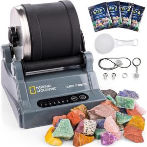 image:imageNational Geographic Hobby Rock Tumbler Kit  Durable LeakProof Rock Polisher with 7Day Timer Complete Rock Tumbling Kit with Grit Jewelry Settings amp GemFoam Polish Educational STEM Science KitHobby Kit