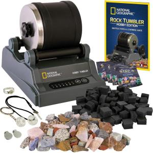 image:imageNational Geographic Hobby Rock Tumbler Kit  Durable LeakProof Rock Polisher with 7Day Timer Complete Rock Tumbling Kit with Grit Jewelry Settings amp GemFoam Polish Educational STEM Science KitHobby Kit with GemFoam