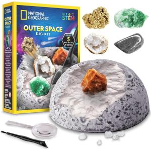 image:imageNational Geographic Outer Space Dig Kit  Excavate 5 Real Rock amp Gemstone Specimens  Includes Dig Brick Excavation Tools Magnifying Glass amp Learning Guide Fun SpaceThemed STEM Activity for Kids
