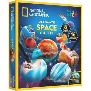 image:imageNational Geographic Ultimate Space Gemstone Dig Kit  8 PlanetShaped Bricks with 16 Real Rock amp Gemstone Specimens Gems for Kids Excavation Digging Activity Gem Mining Kit8 Planetshaped Dig Bricks