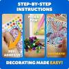 image:imageBlue Marble Ultimate Diamond Painting Kit for Kids  6 Craft Activities with 1500 Gems Make 3 Window Art Pieces amp 3 Keychains Includes Applicator Pens Gem Trays amp Stencils Kids Crafts