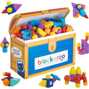image:imageBlockaroo Magnetic Foam Building Blocks  50Piece Set Bath amp Bathtub Toys for Toddlers Sensory STEM Building Blocks for Kids Ages 35100 Piece Set