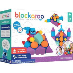 image:imageBlockaroo Magnetic Foam Building Blocks  50Piece Set Bath amp Bathtub Toys for Toddlers Sensory STEM Building Blocks for Kids Ages 3550 Piece Set
