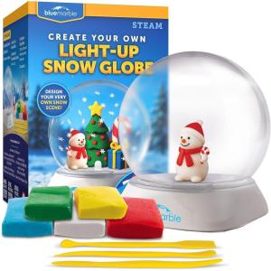 image:imageBlue Marble LightUp Christmas Snow Globe for Kids Kit  Create a Holiday Scene with Clay Snowflake Confetti amp Snowman Figure Plastic Snow Globe Kit Christmas Crafts for Kids Stocking Stuffers