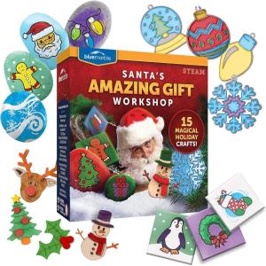 image:imageBlue Marble Santas Christmas Craft Kit for Kids  15 Magical Christmas Crafts for Kids Make Suncatchers Paint Holiday Rocks Make Magnetic Tile Art amp More for Christmas Gifts Craft Kits