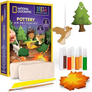 image:imageNATIONAL GEOGRAPHIC Marbling Paint Kit for Kids  Create 12 Sheets of Marble Art with Paints amp Water Painting Arts and Crafts Kit Amazon ExclusiveAirdry Clay Pottery Kit
