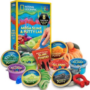 image:imageNATIONAL GEOGRAPHIC Mega Slime Kit amp Putty Lab  4 Types of Slime Plus 4 Types of Putty Including Magnetic Slime Kit for Boys and Girls Sensory Toy amp Science Kit
