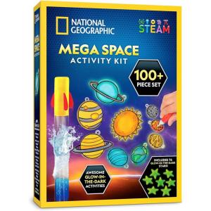 image:imageNational Geographic Mega Space Activity Kit  Glow in The Dark Science Craft Kit for Kids with 100 Pieces Launch a Rocket Create Glowing Constellations Paint a Solar System amp MoreSpace Science