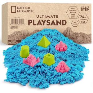 image:imageNational Geographic Moon Sand  24 Lb Bulk Play Sand Kit with 6 Castle Molds Blue  A Fun No Mess Sensory Activity Kids Fake Sand Play Set Sensory Bin Filler24 LB Blue