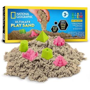 image:imageNational Geographic Moon Sand  24 Lb Bulk Play Sand Kit with 6 Castle Molds Blue  A Fun No Mess Sensory Activity Kids Fake Sand Play Set Sensory Bin Filler12 LB Natural