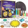 image:imageNATIONAL GEOGRAPHIC Kids Window Art Kit  Stained Glass Solar System Arts amp Crafts Kit with Glow in The Dark Planets Use as Window Suncatchers Hanging Decor from Ceiling Mobile Space Room Dcor