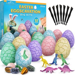 image:imageBlue Marble Easter Eggscavation Dig Kit  12 Easter Egg Dig Bricks with Real Gemstones amp Glow in The Dark Dinosaur Figures Includes Dig Tools Egg Hunt or Dig Party Activity Easter Basket Stuffers