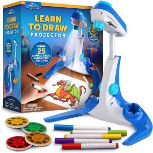 image:imageBlue Marble Learn to Draw Projector  Kids Image Projector for Tracing with 9 Colorful Markers amp 4 Image Discs with 25 Animals Dinos amp Creatures to Draw PatentPending Drawing Projector for Kids