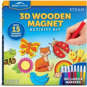 image:imageBlue Marble Wooden Magnet Craft Kit  Create amp Paint 15 NatureThemed Magnets with 8 Watercolor Pens Magnet Art Kit DIY Magnets for Kids Magnet Arts and Crafts Magnet Painting Kit for Kids