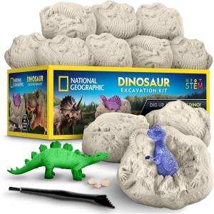 image:imageNATIONAL GEOGRAPHIC Jumbo Dinosaur Egg Dig Kit  Dig Out 12 Dino Figures amp Replica T Rex Tooth from Giant 6 Egg Dino Egg Jumbo Egg Dinosaur Egg Toys Educational Science Kits30 Individual Dig Bricks