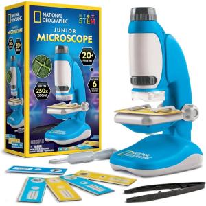 image:imageNational Geographic Junior Microscope for Kids Kit Includes Up to 250x Magnification Handheld Mini Attachment 12 Slides Lab Guide Science Toy for Ages 612 STEM ProjectJunior Microscope