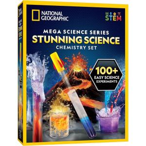 image:imageBlue Marble National Geographic Stunning Chemistry Set  Mega Science Kit with 45 Easy Experiments Make a Volcano and Launch a Rocket STEM Projects for Kids Ages 812 Science Toys