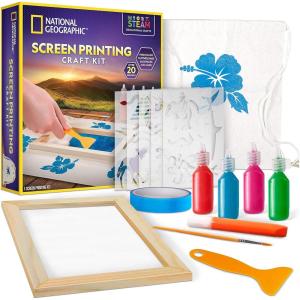 image:imageNATIONAL GEOGRAPHIC Kids Screen Printing Kit  Arts and Crafts Silk Screen Printing Kit with Fabric Paint Frame Stencils amp Squeegee Plus Drawstring Bag amp More Screen Print Silkscreening KitScreen Printing Kit