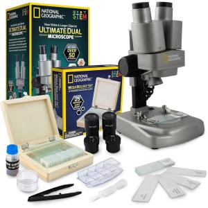image:imageNational Geographic Dual LED Kids Microscope  50 pc Science Kit with 10 Prepared Slides amp 10 DIY Blank Slides Biology Experiment Activity Microscope Kit for Kids 812 Amazon ExclusiveMicroscope  45 Slides
